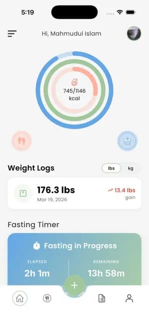 Nutriora app interface
